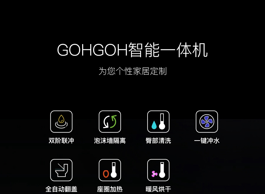 GOHGOH智能坐便,即熱式感應馬桶,一體式座便節水防臭馬桶ZC91